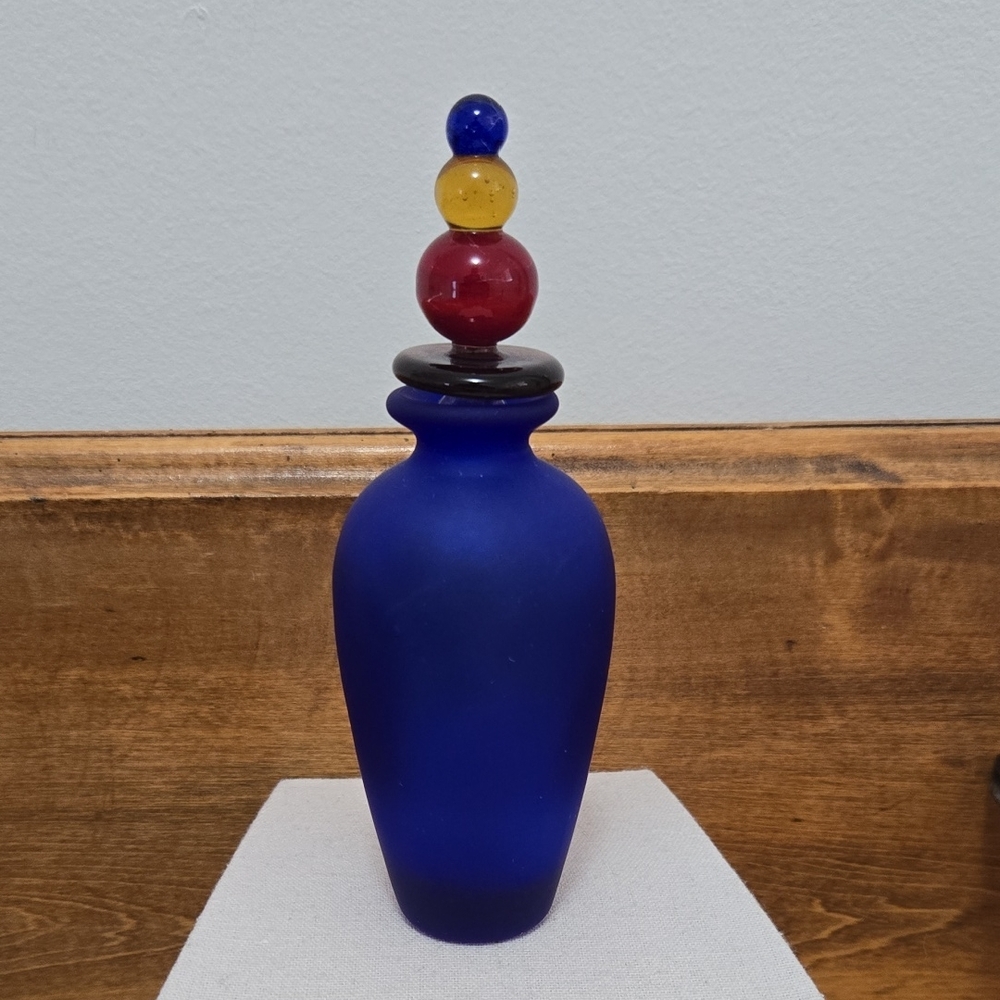 Frosted Blue Perfume Bottle Stacked Ball Stopper